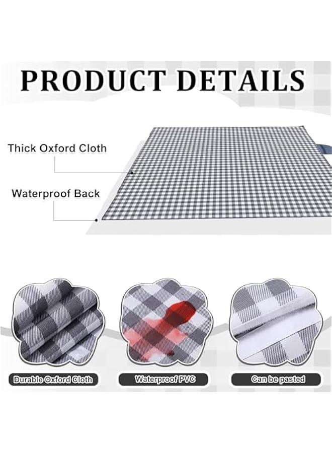 HOOKOR 2 PACK 80”x 80” Picnic Blanket Extra Large, Waterproof and Foldable Beach Blanket, 3-Layer Outdoor Blanket for 6 to 8 Adults, for Camping, Park, Beach, Grass, Indoors (Blue&White)  - Image 5