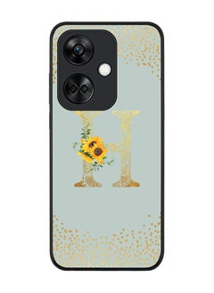 Rugged Black Edge case for OnePlus Nord CE3 Case Cover - Custom Monogram Initial Letter Mandala Floral Pattern Alphabet - H (Light Grey)