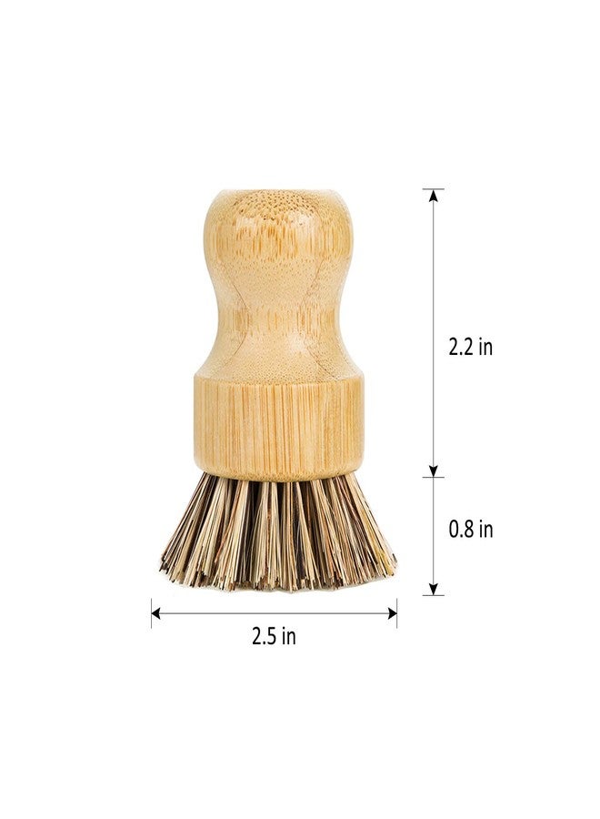 GREENTH PRO Palm Pot Dish Brush- Nature Bamboo 2 Packs Mini Durable Scrub for Kitchen Cleaning with Ceramics Holder - Image 3