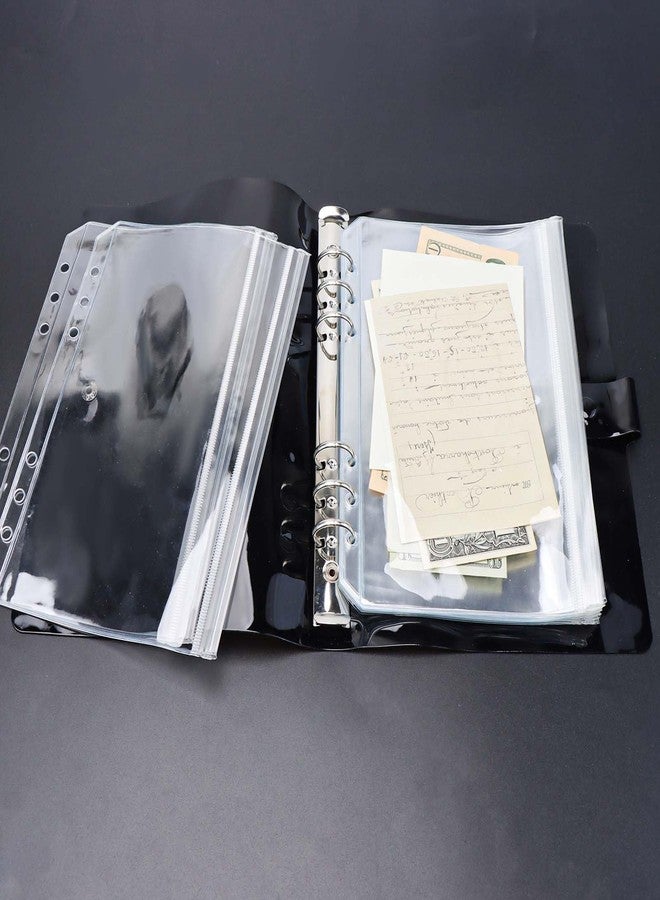 Mogoostry 12pcs A5 Binder Pockets Clear Ziplock Pocket 6 Holes Transparent Binder Pouches Sleeves Flat Sealing Zipper Storage Bag Page Protectors - Image 5