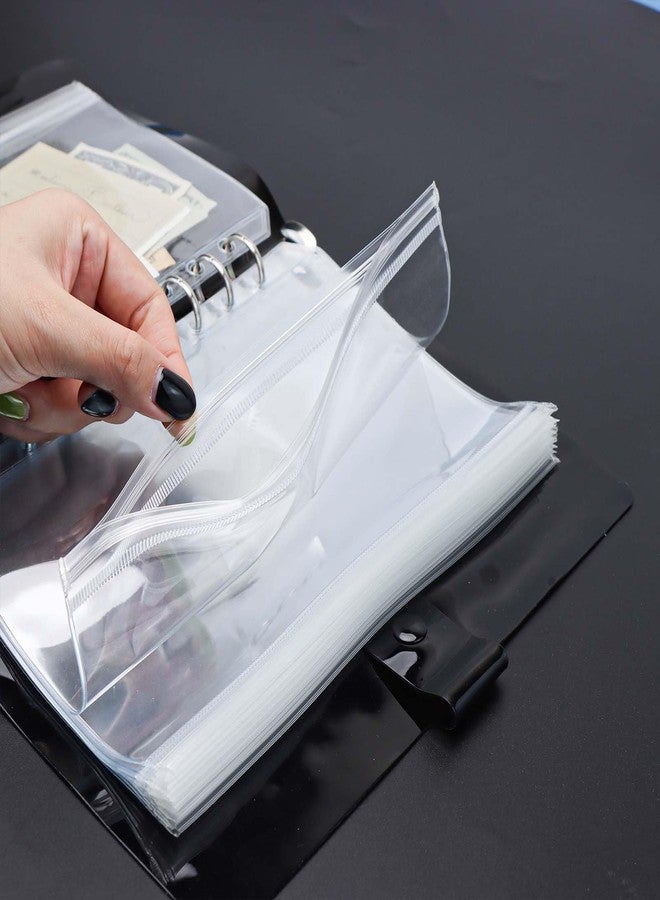 Mogoostry 12pcs A5 Binder Pockets Clear Ziplock Pocket 6 Holes Transparent Binder Pouches Sleeves Flat Sealing Zipper Storage Bag Page Protectors - Image 4