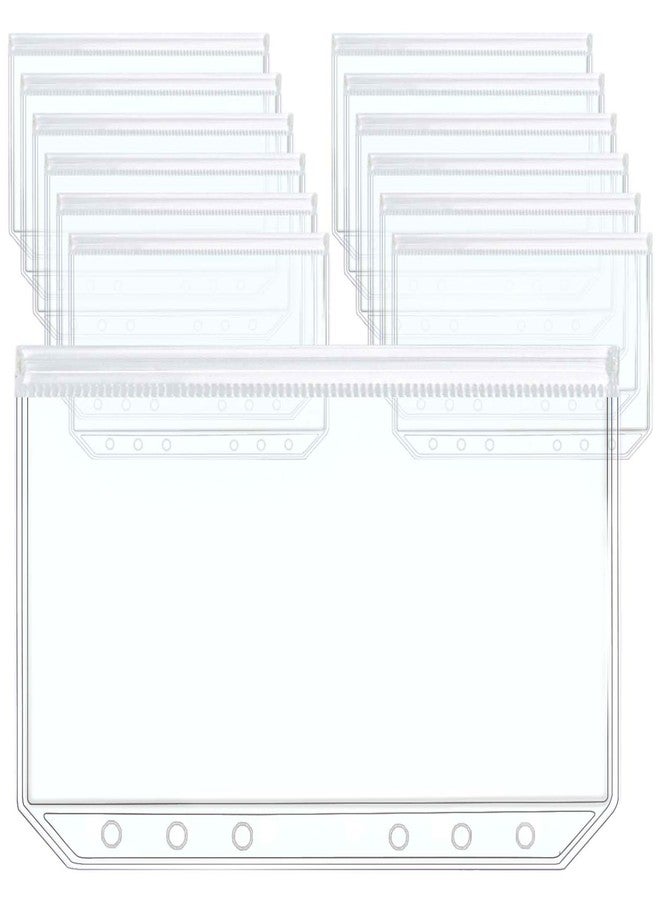 Mogoostry 12pcs A5 Binder Pockets Clear Ziplock Pocket 6 Holes Transparent Binder Pouches Sleeves Flat Sealing Zipper Storage Bag Page Protectors - Image 1