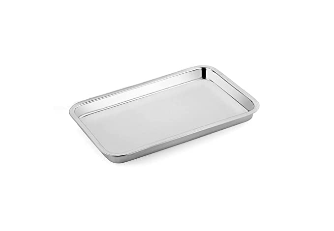JONTY Stainless Steel DEEP Tray Square PURPORSE for Cake Sweet Pastry Muffins Camping Events Every Day Use Kitchenware in Various Sizes L 44 x B 34 - Image 1