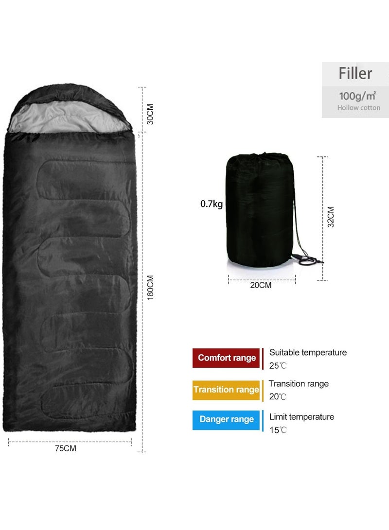 TAPIT Sleeping Bag Camping with Compression Sack Ultralight Backpacking Sleeping Bag with Zipper Suitable for Warm & Cold Weather for Hiking Traveling Outdoor Adventure (Black/0.7kg, [180+30]*75cm) - Image 5