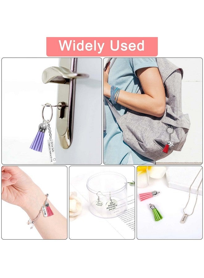 Audab 350Pcs Motivational Keychain Accessories Set With 50 Engraved Inspirational Words Charms 50 Leather Keychain Tassels 50 Keyring With Chain 200 Open Jump Rings For Keychain Making Diy Crafting - Image 3