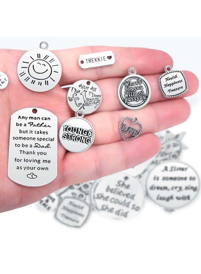 Audab 350Pcs Motivational Keychain Accessories Set With 50 Engraved Inspirational Words Charms 50 Leather Keychain Tassels 50 Keyring With Chain 200 Open Jump Rings For Keychain Making Diy Crafting - Image 5