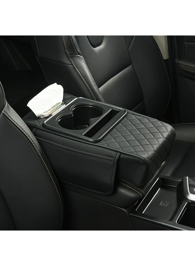 Black Car Center Console Armrest Box With Cup Holder And Paper Storage Universal For Cars SUV Trucks - Image 4