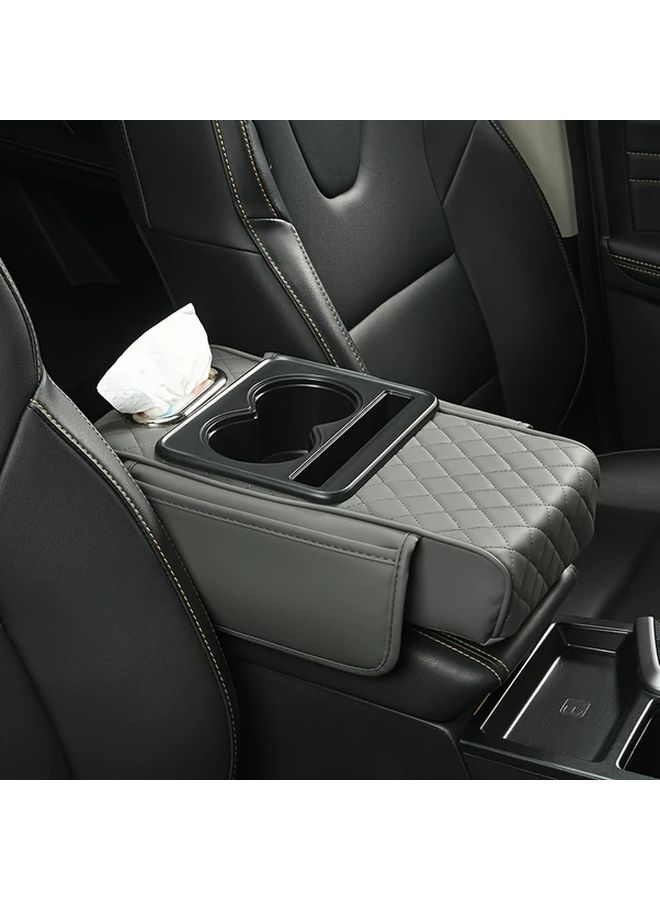 Black Car Center Console Armrest Box With Cup Holder And Paper Storage Universal For Cars SUV Trucks - Image 3