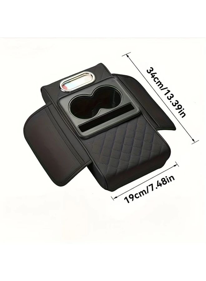 Black Car Center Console Armrest Box With Cup Holder And Paper Storage Universal For Cars SUV Trucks - Image 2