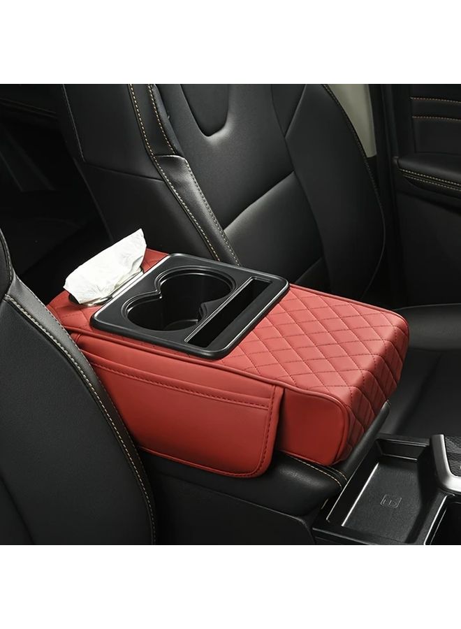 Black Car Center Console Armrest Box With Cup Holder And Paper Storage Universal For Cars SUV Trucks - Image 1