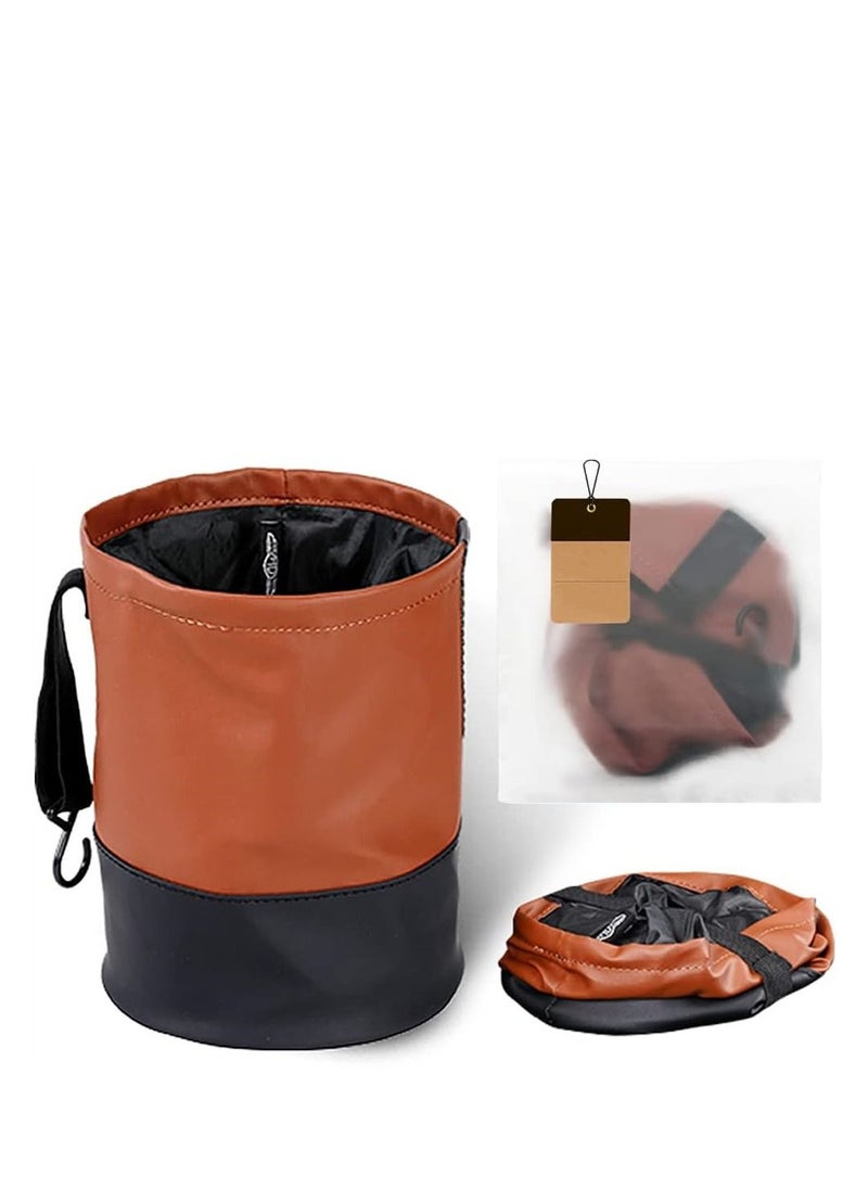 SYOSI - Collapsible Car Bin, Universal Traveling Portable Car Bin Storage, Tidy Water Resistant Leather Pop up Car Bin Storage, Hook Hanging Car Bin for Front, Back of Car, 1 Pcs - Image 1