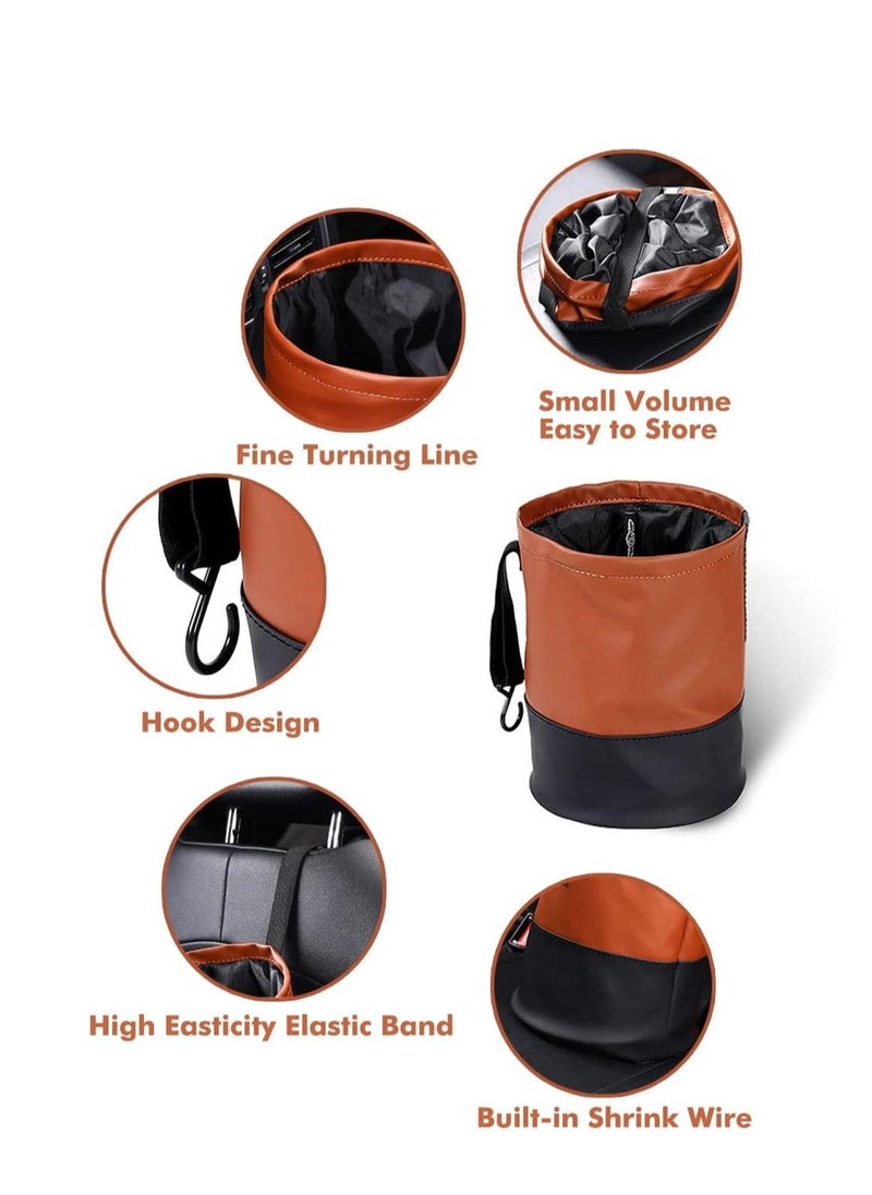 SYOSI - Collapsible Car Bin, Universal Traveling Portable Car Bin Storage, Tidy Water Resistant Leather Pop up Car Bin Storage, Hook Hanging Car Bin for Front, Back of Car, 1 Pcs - Image 1