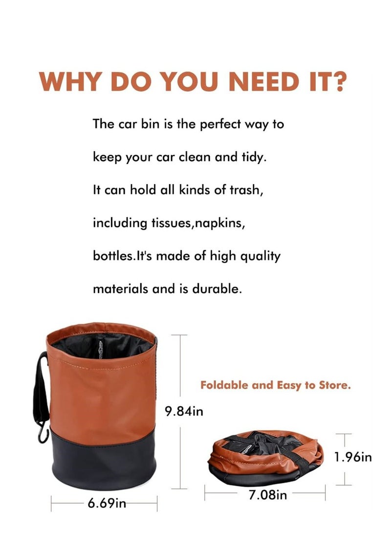 SYOSI - Collapsible Car Bin, Universal Traveling Portable Car Bin Storage, Tidy Water Resistant Leather Pop up Car Bin Storage, Hook Hanging Car Bin for Front, Back of Car, 1 Pcs - Image 1