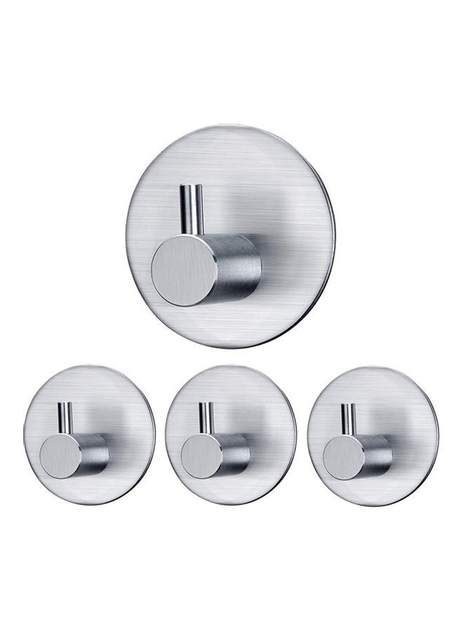 4-Piece Sticky Wall Hanger Hooks Silver 5x5cm - Image 1
