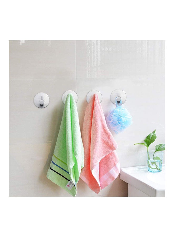 4-Piece Sticky Wall Hanger Hooks Silver 5x5cm - Image 3