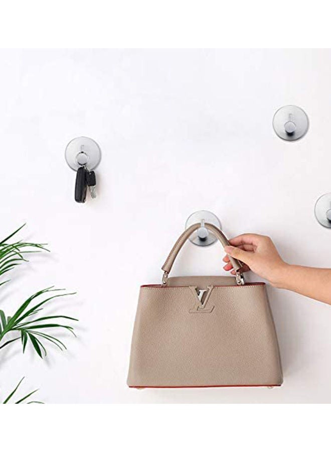 4-Piece Sticky Wall Hanger Hooks Silver 5x5cm - Image 2