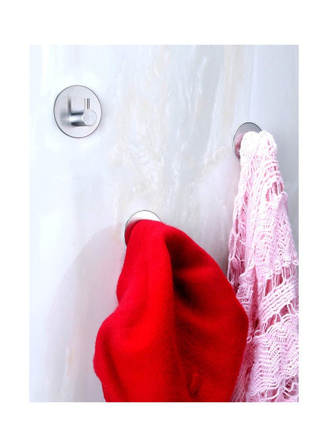 4-Piece Sticky Wall Hanger Hooks Silver 5x5cm - Image 4