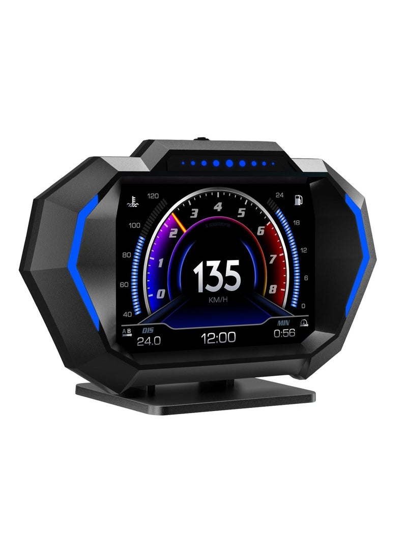 HUD Heads Up Display for Car, OBD+GPS Multi-Data Monitor Digital Speedometer, Overspeed Alarm, RPM, Water Temperature, Turbo Pressure Smart Gauge for Most Vehicles After 2008 — Supports Arabic Language - Image 1