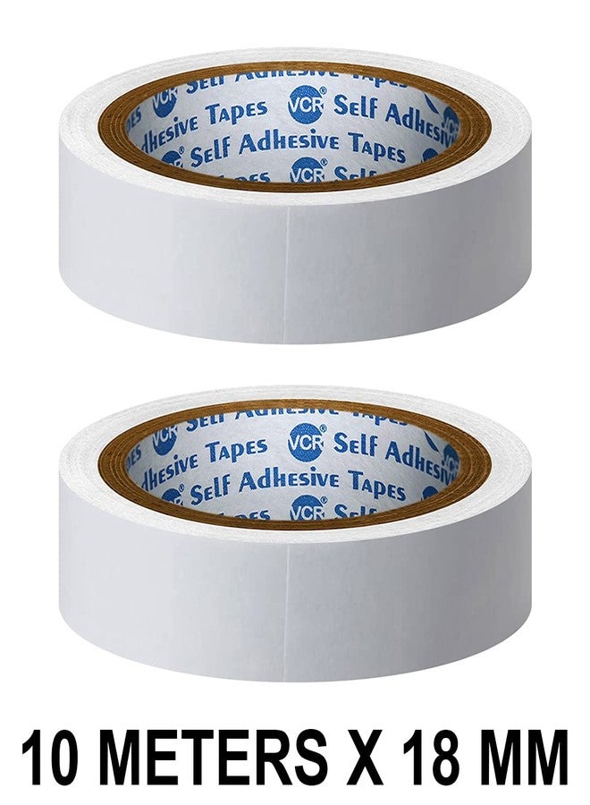 VCR Double Side Tissue Tape - 10 Meters in Length - 18mm / 0.75" Width - 02 Rolls Per Pack - Easy Tear for Double Sided Adhesive Use, Best for Arts, Crafts, Photography, Scrapbooking. - Image 2