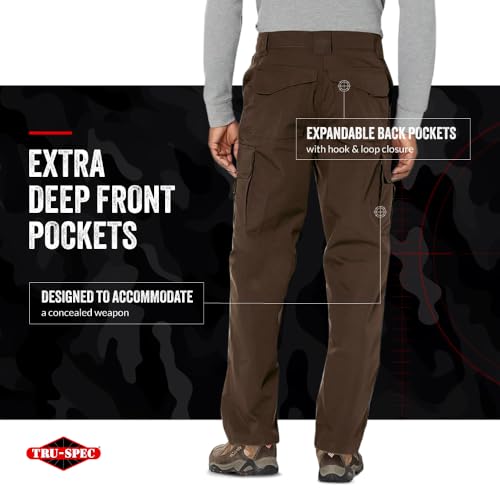 Tru-Spec 24-7 Original Tactical Pants - Water-Resistant Ripstop Cargo Work Pants for Men, Concealed Carry & Knee Pad Openings - Brown - 32W x 30L - Image 5