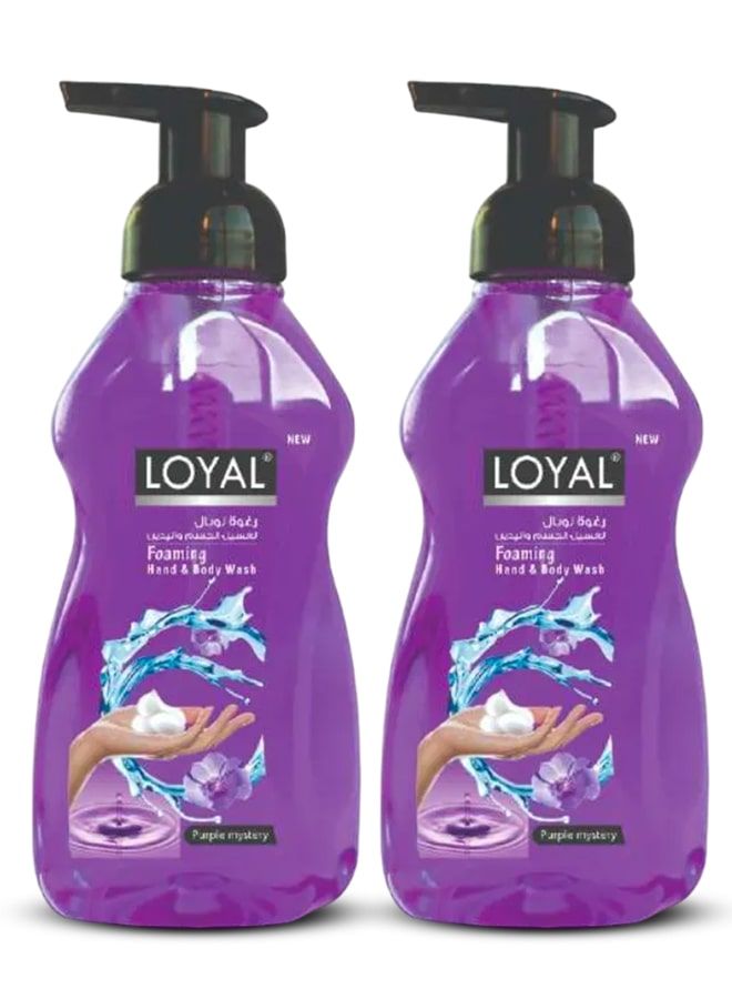 لويال غسول اليدين والجسم الرغوي، أرجواني غامض، 2 × 500 مل