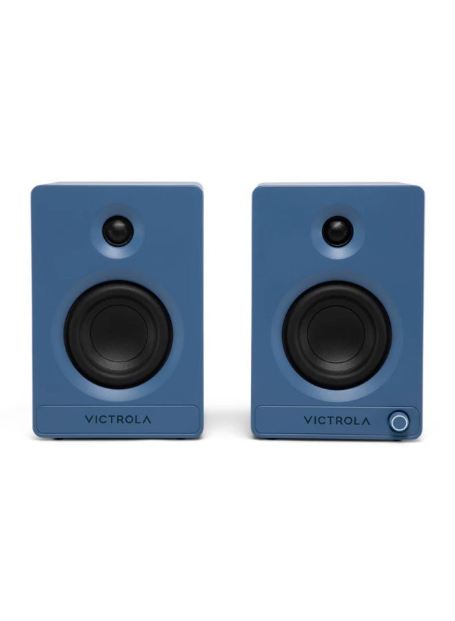 Victrola Tempo – Bluetooth Bookshelf Speakers – Room-Filling Soundr, Bluetooth Input, Multi-Speaker Streaming Using Auracast, USB-C Computer Input, Turntable Inputs, Subwoofer Output (Pair, Blue) - Image 1