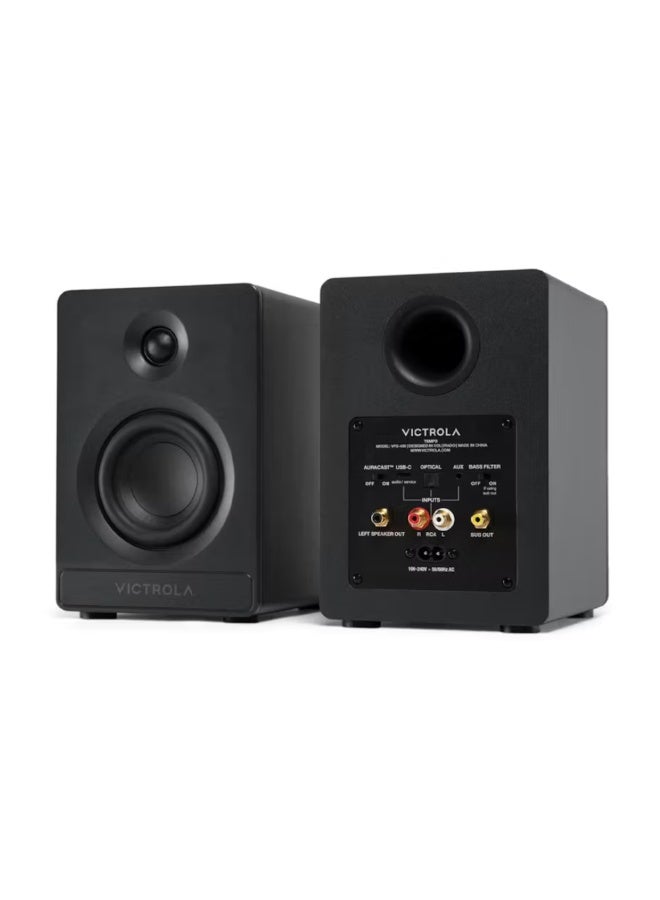 Victrola Tempo – Bluetooth Bookshelf Speakers – Room-Filling Soundr, Bluetooth Input, Multi-Speaker Streaming Using Auracast, USB-C Computer Input, Turntable Inputs, Subwoofer Output (Pair, Blue) - Image 3