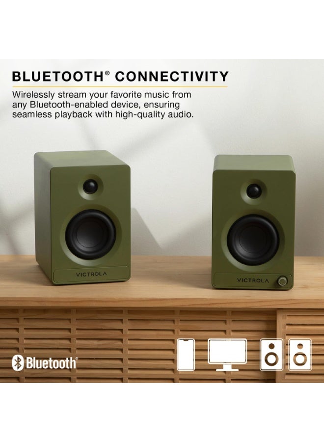 Victrola Tempo – Bluetooth Bookshelf Speakers – Room-Filling Soundr, Bluetooth Input, Multi-Speaker Streaming Using Auracast, USB-C Computer Input, Turntable Inputs, Subwoofer Output (Pair, Blue) - Image 5