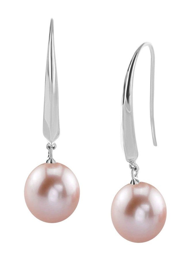 THE PEARL SOURCE 9-10mm Genuine Pink Freshwater Cultured Pearl Selena Dangle Earrings for Women - Image 1