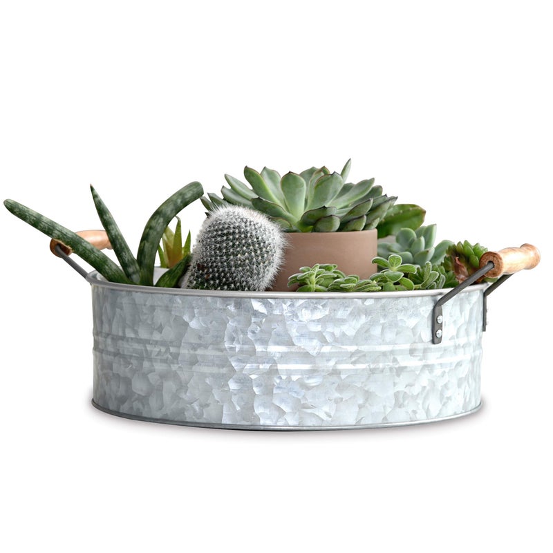 OUTSHINE Galvanized Metal Tray for Storage and Farmhouse Decor  Decorative Tray for Coffee Table Kitchen Bathroom Pantry Wedding Christmas Easter
