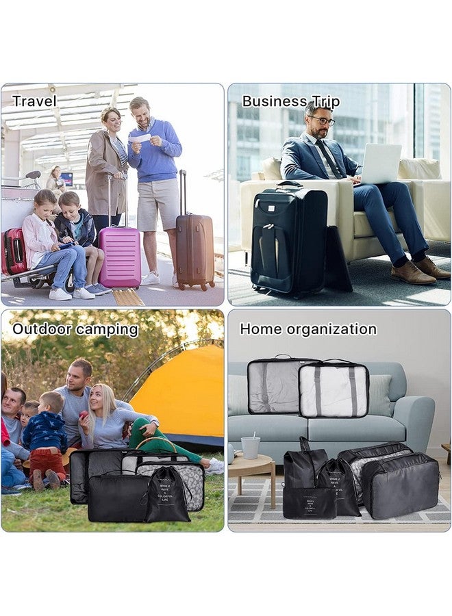 KEYKIN 7pcs Set Travel Organizer Packing Cubes Lightweight Travel Luggage Organizers with Laundry Bag or Toiletry Bag Laundry Organiser 7 PCS, Polyester - Image 2