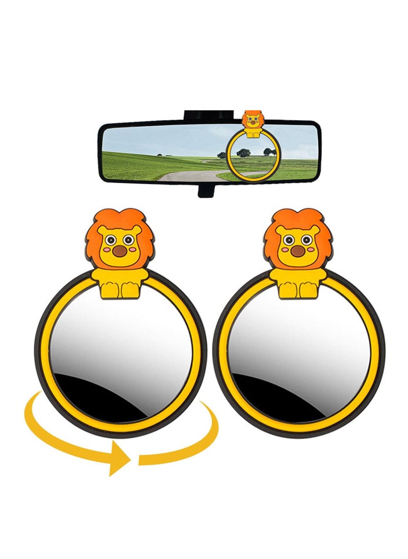 SYOSI - Blind Spot Mirror Cartoon Shape Round HD Glass Convex 360° Wide Angle Side Rear View Mirror with Abs Housing Anti-collision Border Waterproof for Cars Trucks Rear Seat 2 Pack - Image 1