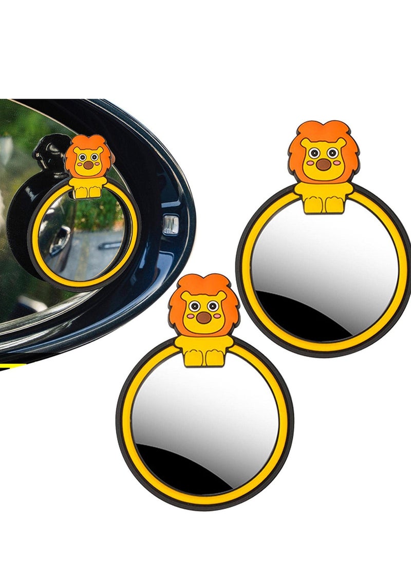 SYOSI - Blind Spot Mirror Cartoon Shape Round HD Glass Convex 360° Wide Angle Side Rear View Mirror with Abs Housing Anti-collision Border Waterproof for Cars Trucks Rear Seat 2 Pack - Image 1