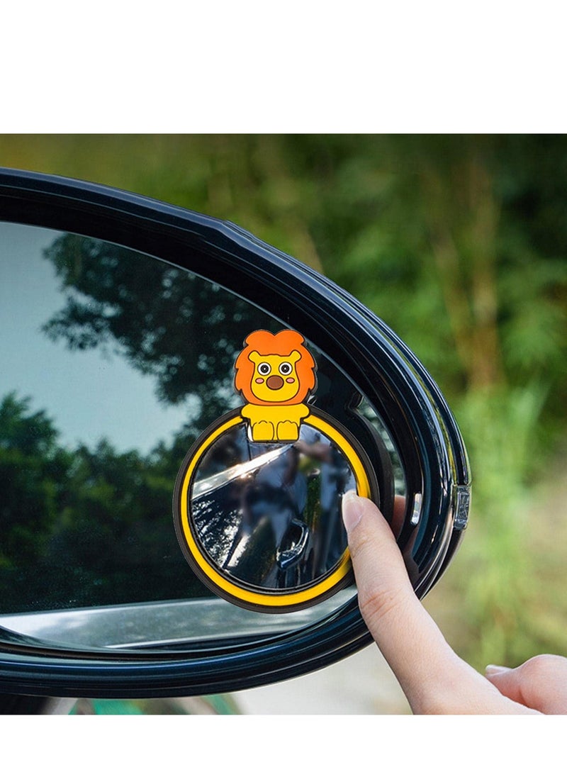SYOSI - Blind Spot Mirror Cartoon Shape Round HD Glass Convex 360° Wide Angle Side Rear View Mirror with Abs Housing Anti-collision Border Waterproof for Cars Trucks Rear Seat 2 Pack - Image 1