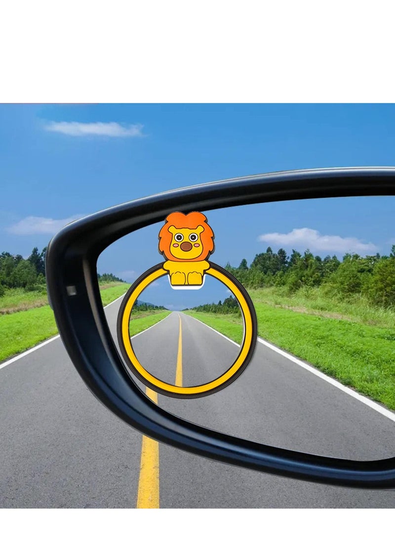 SYOSI - Blind Spot Mirror Cartoon Shape Round HD Glass Convex 360° Wide Angle Side Rear View Mirror with Abs Housing Anti-collision Border Waterproof for Cars Trucks Rear Seat 2 Pack - Image 1