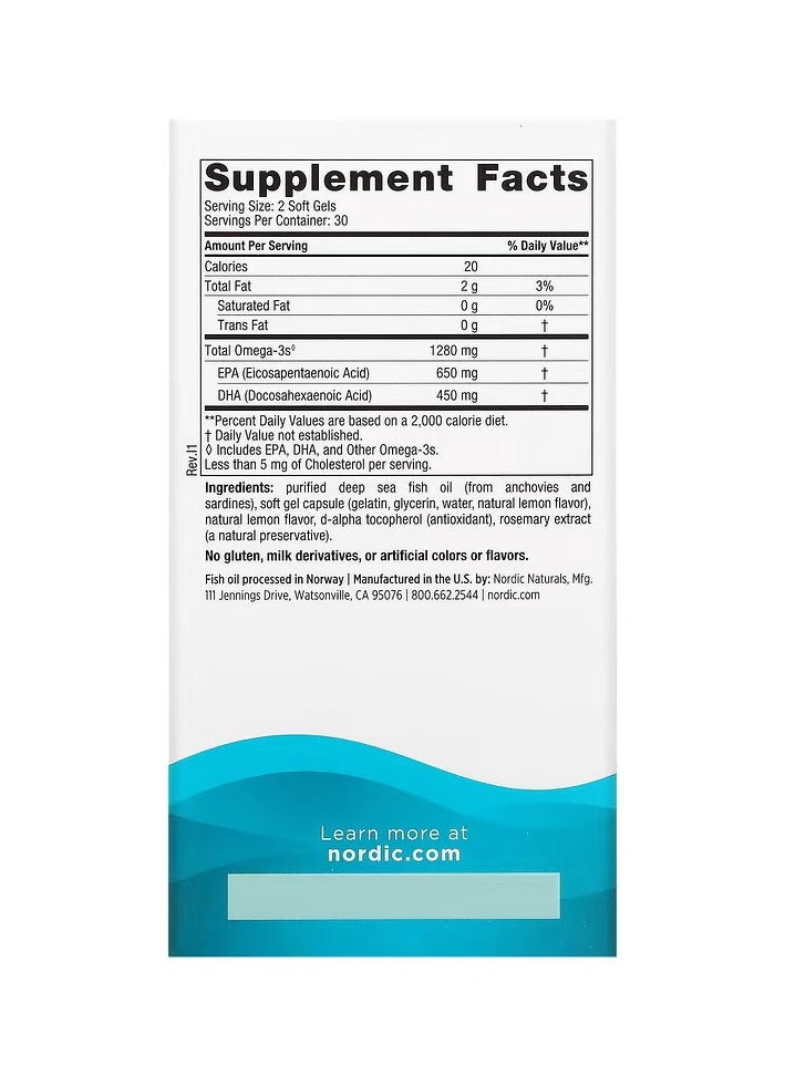 Nordic Naturals Ultimate Omega Lemon 1,280 mg, 60 Soft Gels 640 mg per Soft Gel - pzsku/Z948B3AB115BE40349C10Z/45/_/1709930345/10edf749-1725-432a-9d1d-334d39ec9599