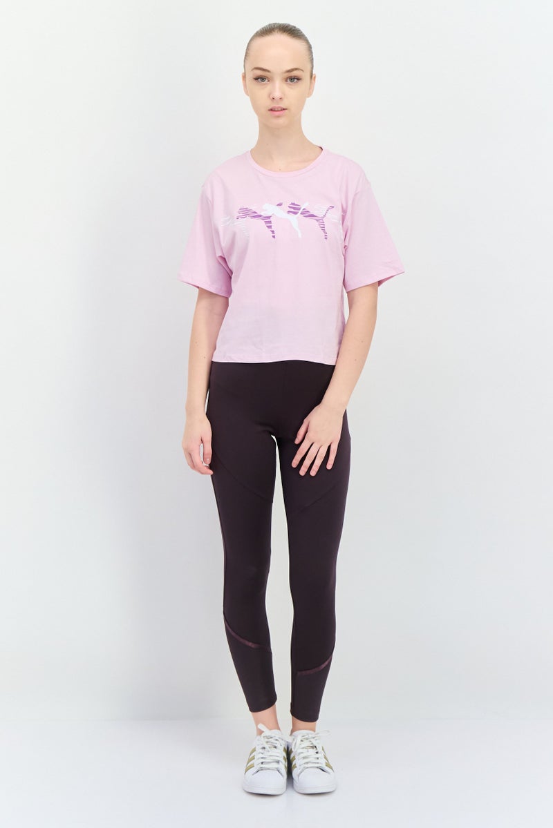 PUMA تي شيرت رياضي نسائي بأكمام قصيرة، خارجي، بنفسجي فاتح - Image 4