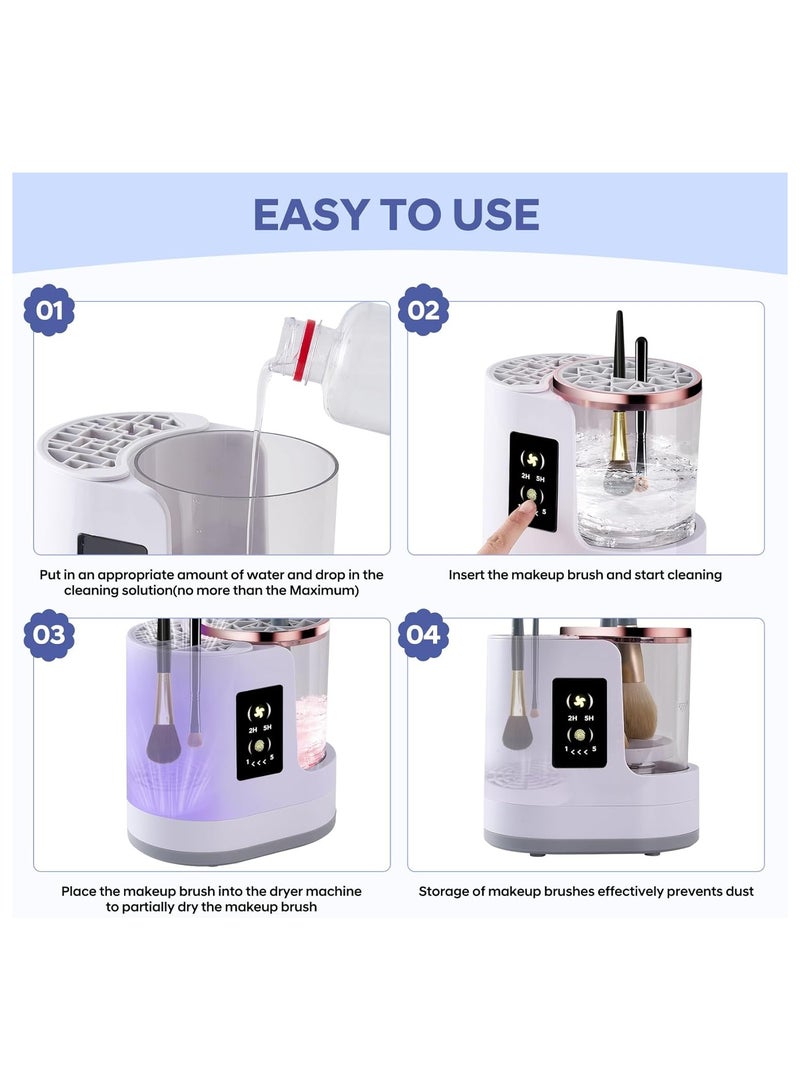 Electric Makeup Brush Cleaner Machine, 3 IN 1 Automatic Make up Brush Cleaner with Makeup Brush Dryer,Portable USB Deep Quick Cleaning Tools for All Size Makeup Brush Set,Blush Brush,Sponges - Image 2