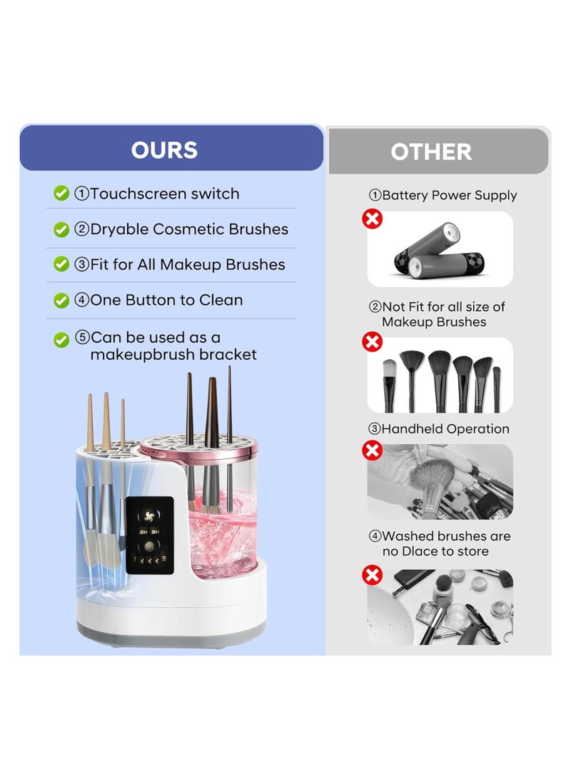 Electric Makeup Brush Cleaner Machine, 3 IN 1 Automatic Make up Brush Cleaner with Makeup Brush Dryer,Portable USB Deep Quick Cleaning Tools for All Size Makeup Brush Set,Blush Brush,Sponges - Image 3
