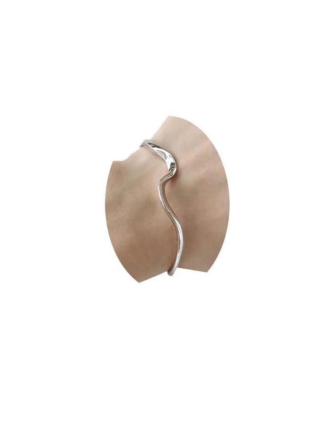 FUTIMELY Silver Bangle Bracelet for Women Wave Beach Bracelet Adjustable Open Cuff Bangle Bracelet for Women Stainless Steel Bracelet (wave) - Image 1
