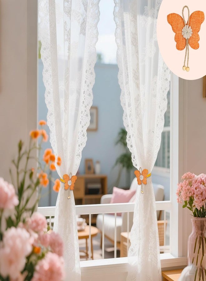 Rddconkit 4 Pcs Cute Butterfly Curtain Holdbacks,Magnetic Curtain Tie Backs Decorative Rope for Living Room Bedroom Kitchen Bathroom Decoration (Orange) - Image 5