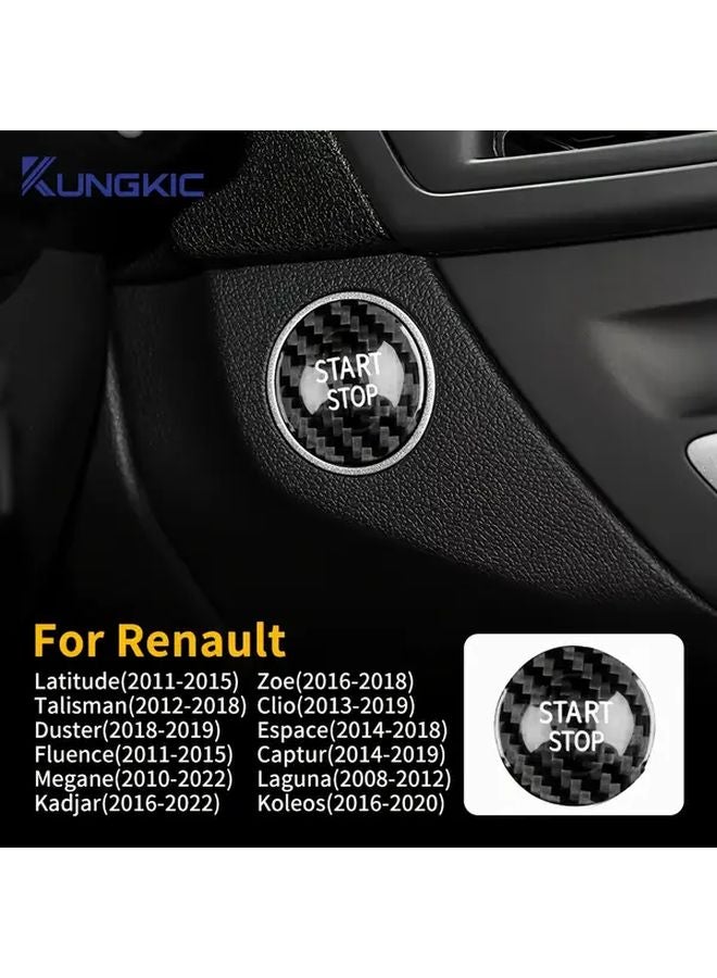 Red Carbon Fiber Engine Start Stop Button Cover For Renault Models - Image 1