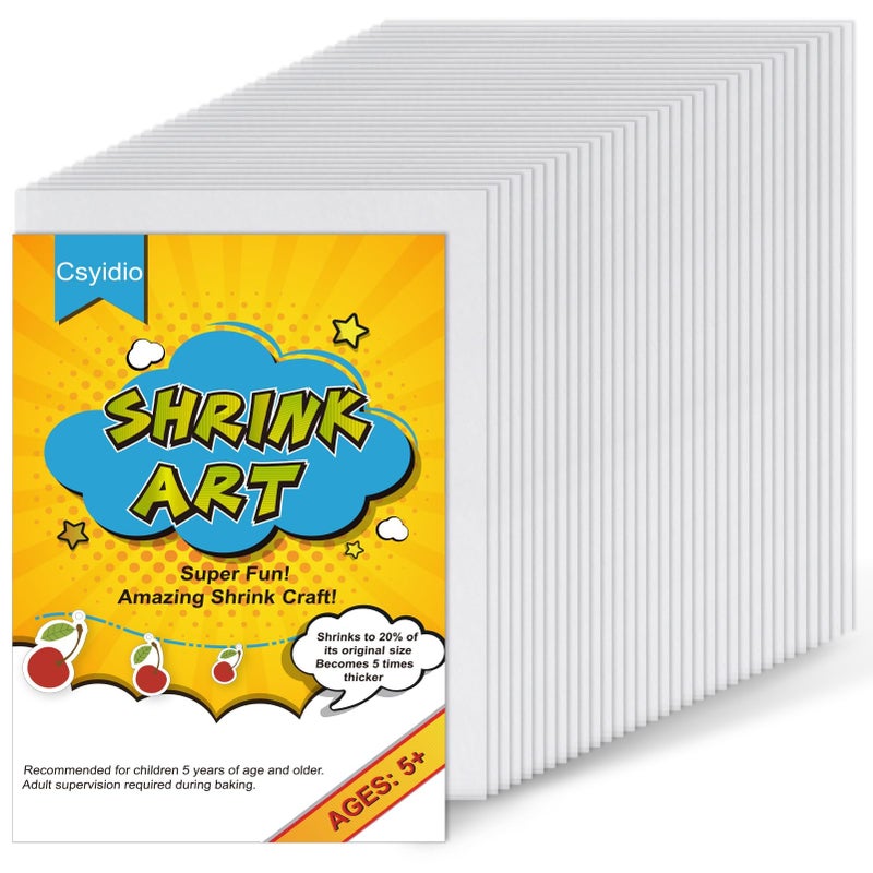 Csyidio Csyidio 36 Pieces Shrink Paper Sheets Frosted Shrink Film Plastic for Mother's Day Present and Making Keychains, Earrings, and Craft Projects (8 x 5.7 inches)  - Image 1