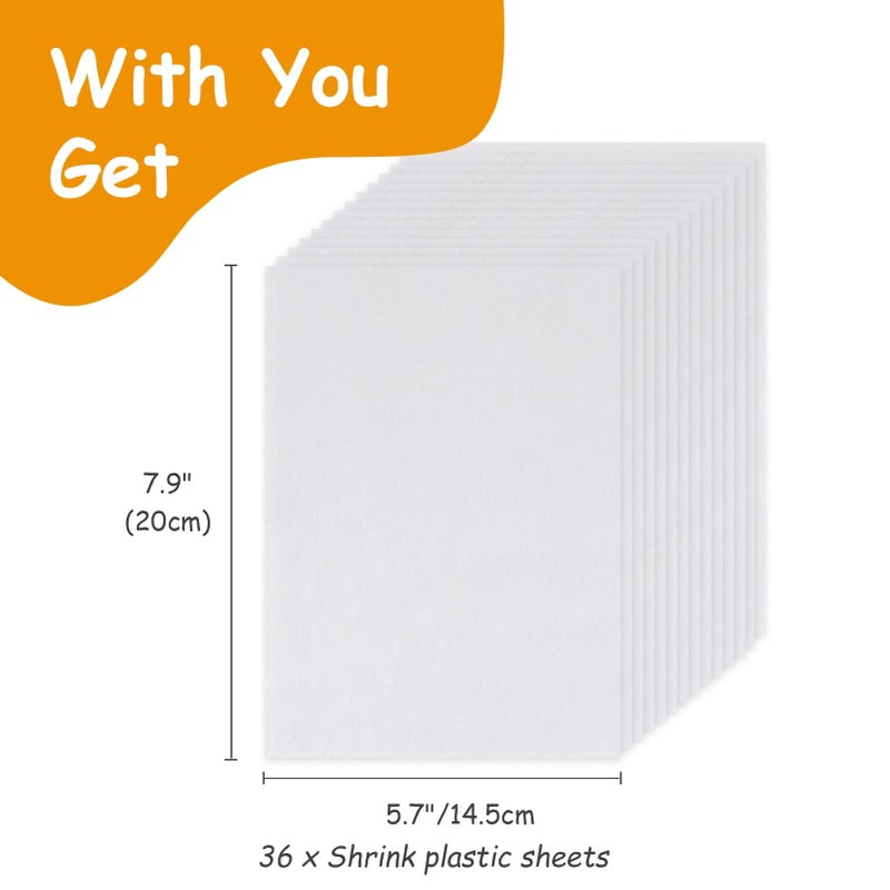 Csyidio Csyidio 36 Pieces Shrink Paper Sheets Frosted Shrink Film Plastic for Mother's Day Present and Making Keychains, Earrings, and Craft Projects (8 x 5.7 inches)  - Image 2