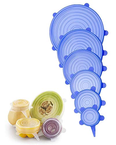Orcoa Reusable Silicone Lid Covers for Pots, Pans, Dishes and Bowls (Pack of 6 Pcs) (Random Colours) - Image 1