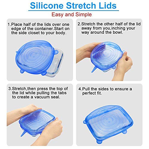 Orcoa Reusable Silicone Lid Covers for Pots, Pans, Dishes and Bowls (Pack of 6 Pcs) (Random Colours) - Image 5