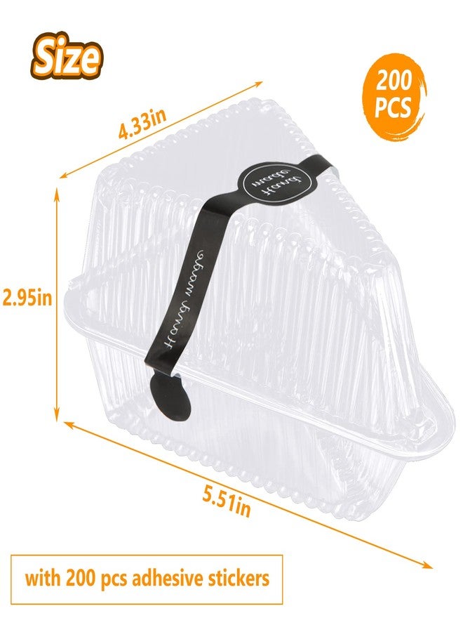 LISHINE 200 Pcs Cake Slice Containers with Lids Clear Plastic Hinged Cheesecake Containers Individual Disposable Triangle Cake Boxes for Pie Slice Cheesecake, Tres Leches, Flan, Desserts - Take Out Togo - Image 2