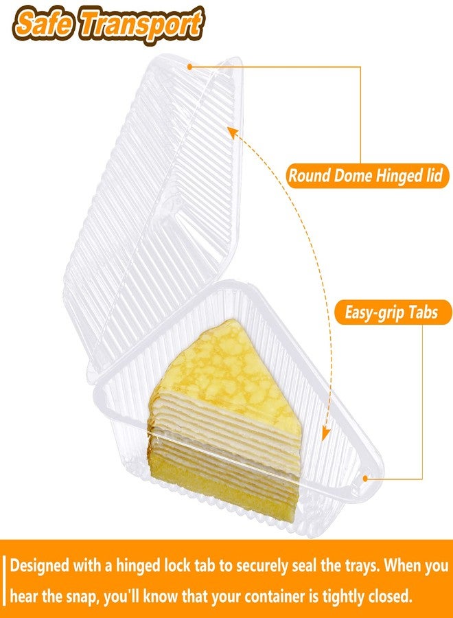 LISHINE 200 Pcs Cake Slice Containers with Lids Clear Plastic Hinged Cheesecake Containers Individual Disposable Triangle Cake Boxes for Pie Slice Cheesecake, Tres Leches, Flan, Desserts - Take Out Togo - Image 4
