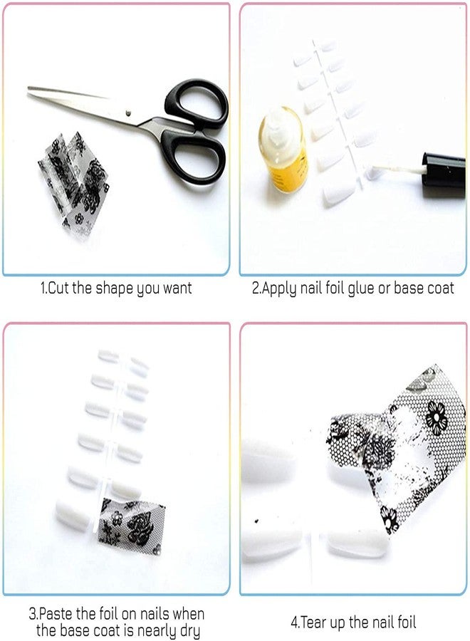 NESA 10 Sheets Nail Foil Transfer Sticker Retro Lace Series DIY Holographic Nail Decoration Nail Foil Wraps Decal for Fingernails Women, 20x4 cm per Sheet, Pack of 10 (Model 4) - Image 2