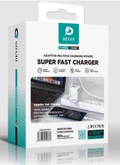 Devon Devon 45W Wall Charger PD + USB Port White  - Image 3